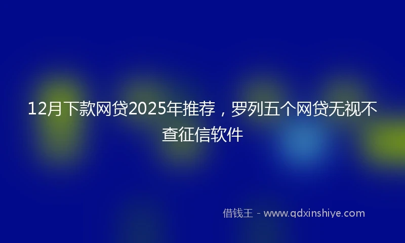 12月下款网贷2025年推荐，罗列五个网贷无视不查征信软件