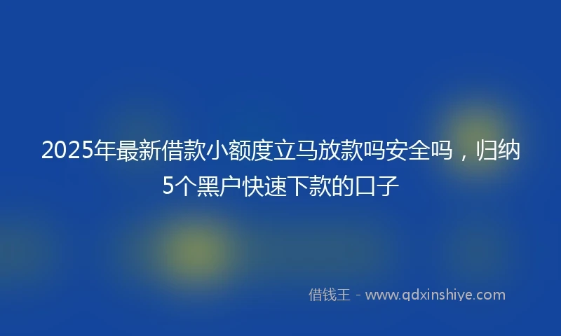2025年最新借款小额度立马放款吗安全吗，归纳5个黑户快速下款的口子