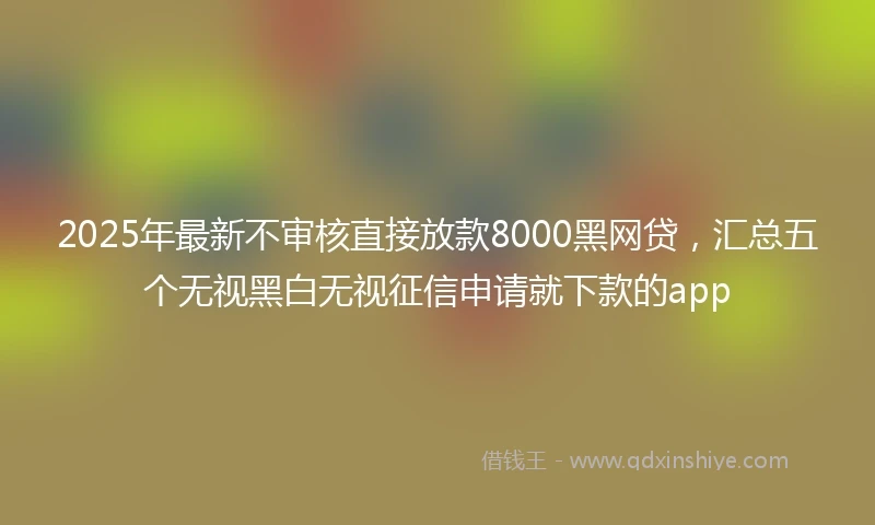 2025年最新不审核直接放款8000黑网贷，汇总五个无视黑白无视征信申请就下款的app