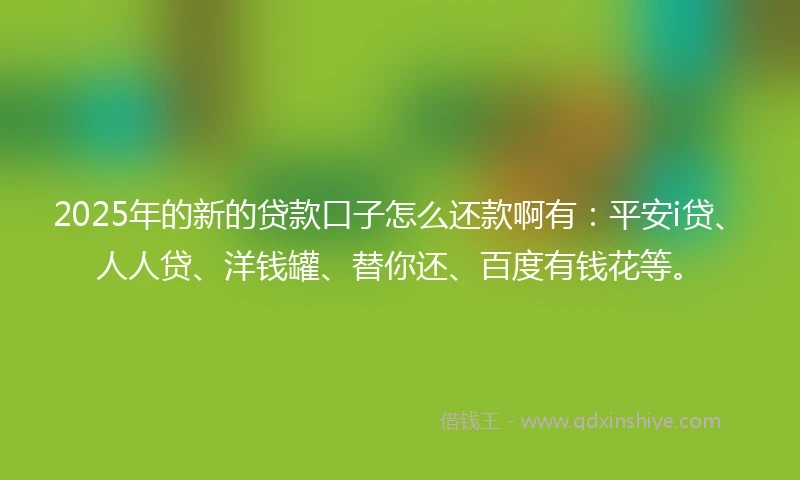 2025年的新的贷款口子怎么还款啊有：平安i贷、人人贷、洋钱罐、替你还、百度有钱花等。