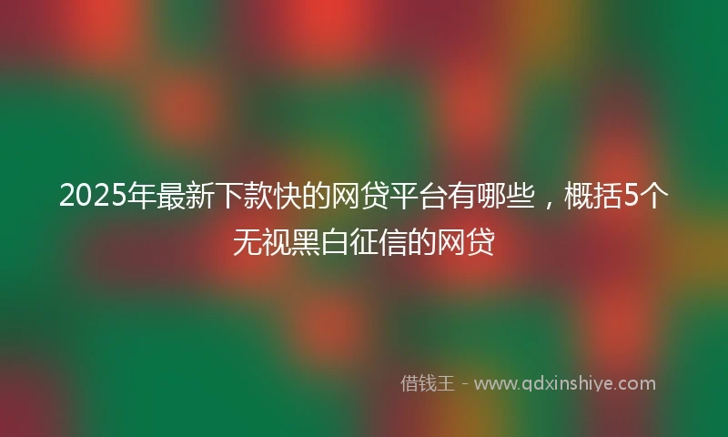 2025年最新下款快的网贷平台有哪些，概括5个无视黑白征信的网贷