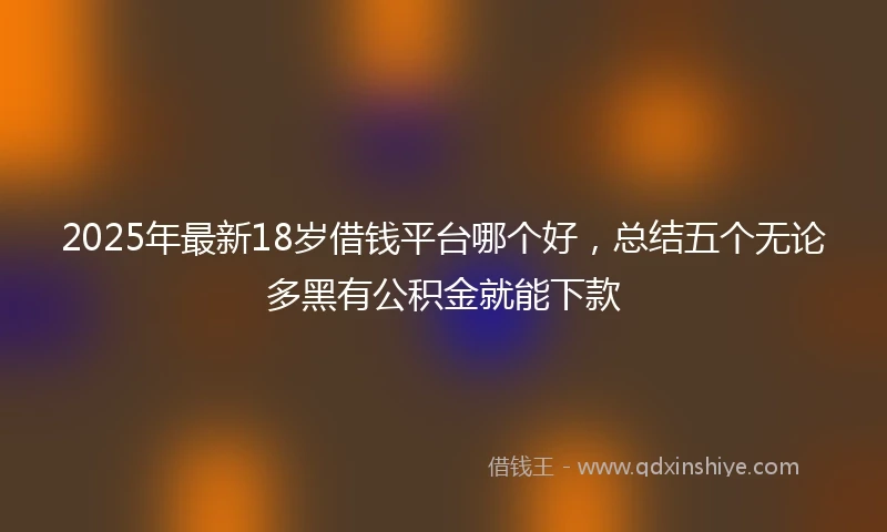 2025年最新18岁借钱平台哪个好，总结五个无论多黑有公积金就能下款