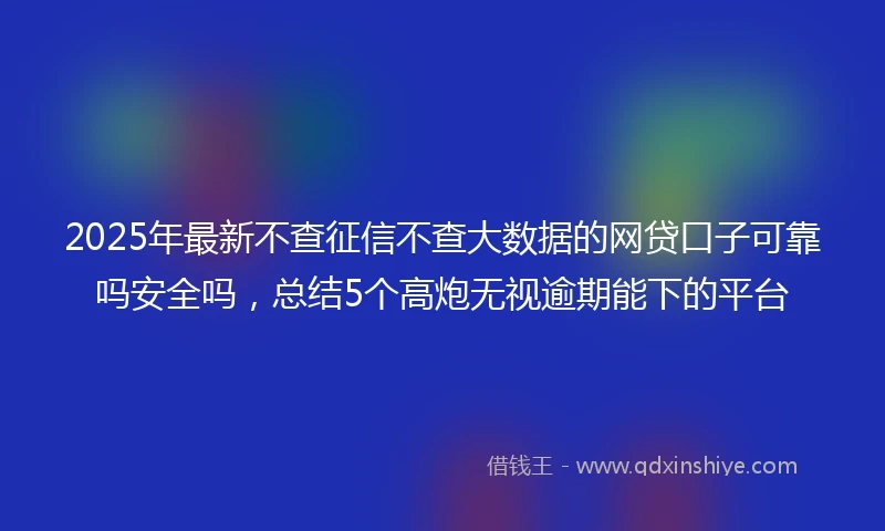 2025年最新不查征信不查大数据的网贷口子可靠吗安全吗，总结5个高炮无视逾期能下的平台