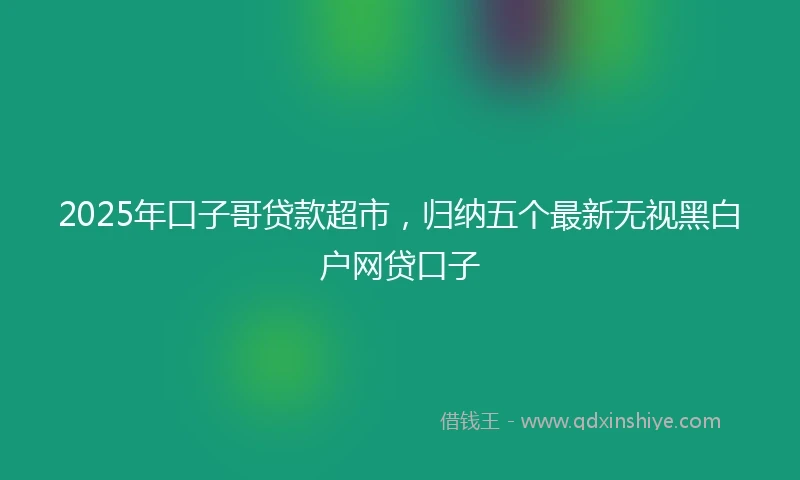 2025年口子哥贷款超市，归纳五个最新无视黑白户网贷口子