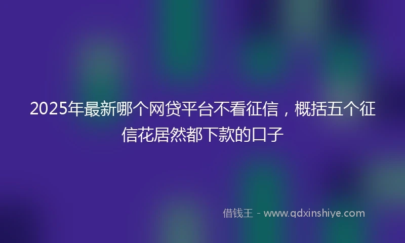 2025年最新哪个网贷平台不看征信，概括五个征信花居然都下款的口子
