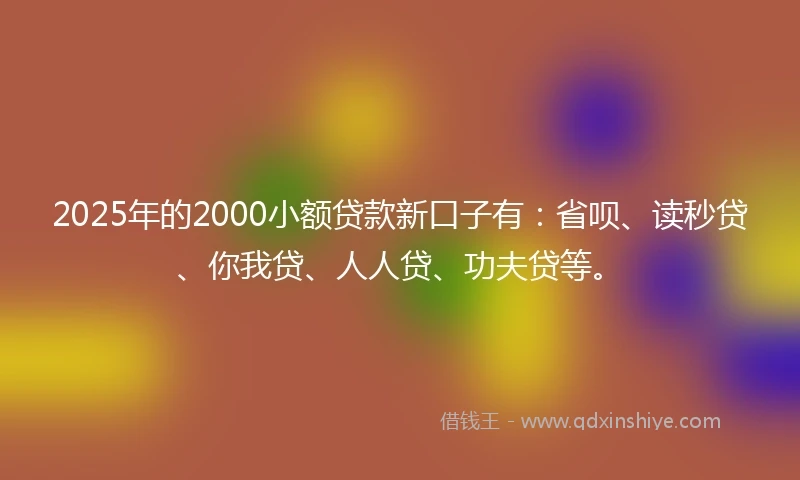 2025年的2000小额贷款新口子有：省呗、读秒贷、你我贷、人人贷、功夫贷等。