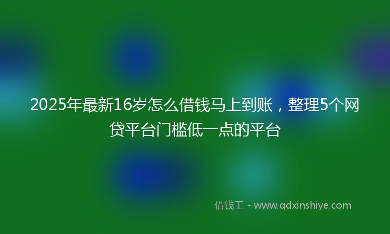 2025年最新16岁怎么借钱马上到账，整理5个网贷平台门槛低一点的平台