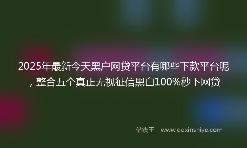 2025年最新今天黑户网贷平台有哪些下款平台呢，整合五个真正无视征信黑白100%秒下网贷