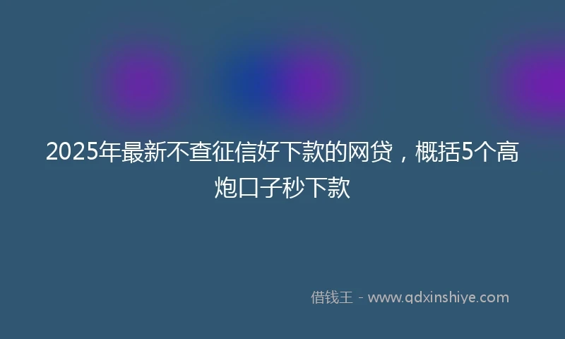 2025年最新不查征信好下款的网贷，概括5个高炮口子秒下款