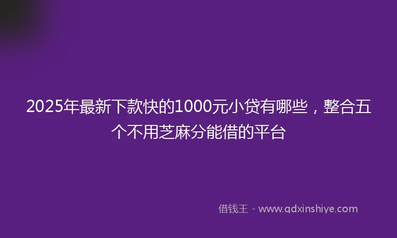 2025年最新下款快的1000元小贷有哪些，整合五个不用芝麻分能借的平台