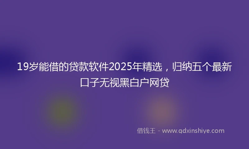 19岁能借的贷款软件2025年精选，归纳五个最新口子无视黑白户网贷