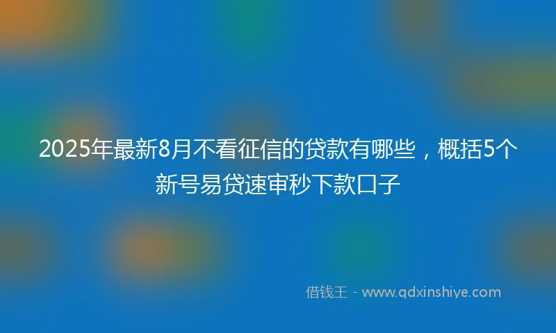 2025年最新8月不看征信的贷款有哪些，概括5个新号易贷速审秒下款口子
