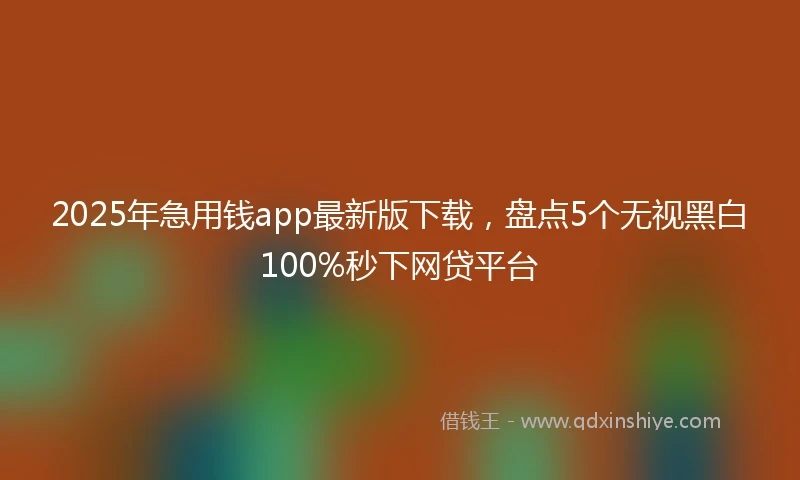 2025年急用钱app最新版下载，盘点5个无视黑白100%秒下网贷平台