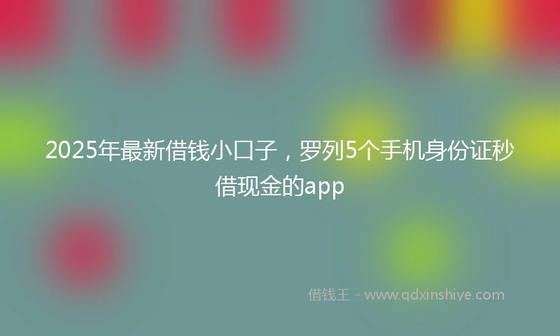 2025年最新借钱小口子，罗列5个手机身份证秒借现金的app