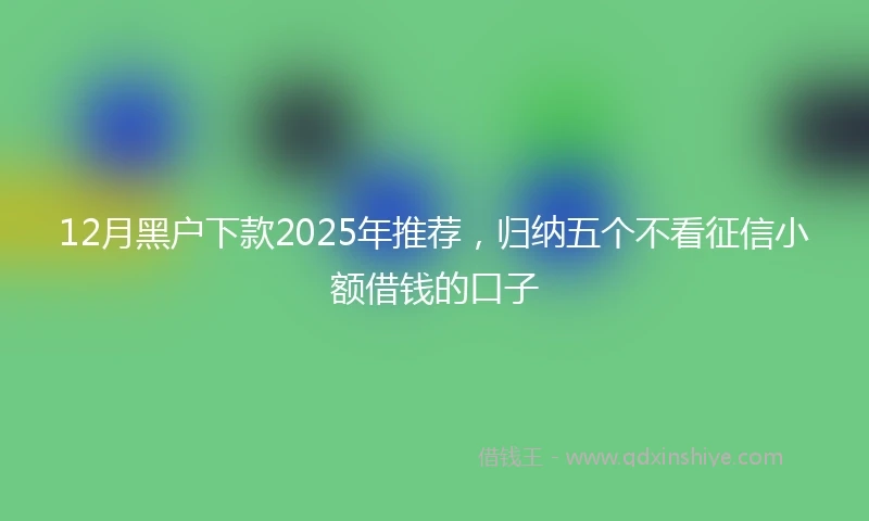 12月黑户下款2025年推荐，归纳五个不看征信小额借钱的口子