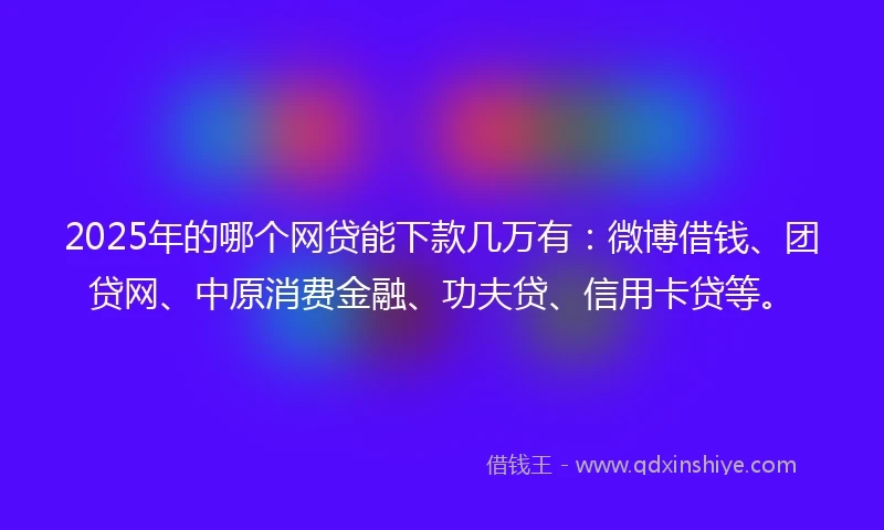 2025年的哪个网贷能下款几万有：微博借钱、团贷网、中原消费金融、功夫贷、信用卡贷等。