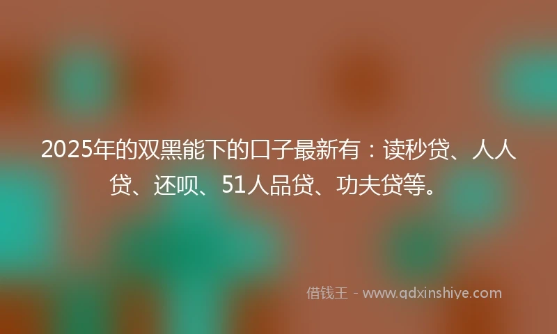 2025年的双黑能下的口子最新有：读秒贷、人人贷、还呗、51人品贷、功夫贷等。