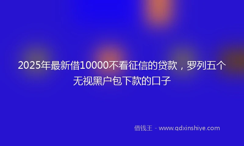2025年最新借10000不看征信的贷款，罗列五个无视黑户包下款的口子