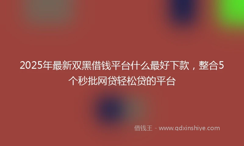 2025年最新双黑借钱平台什么最好下款，整合5个秒批网贷轻松贷的平台