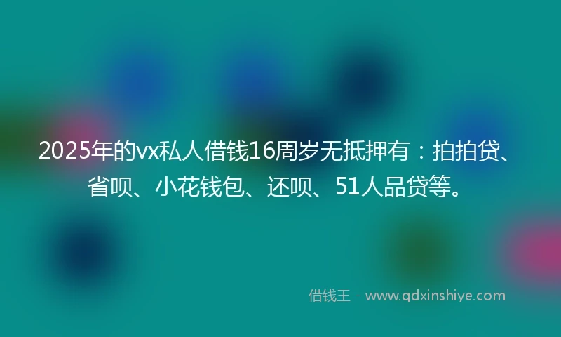 2025年的vx私人借钱16周岁无抵押有：拍拍贷、省呗、小花钱包、还呗、51人品贷等。