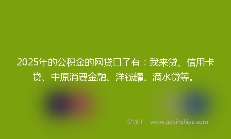 2025年的公积金的网贷口子有：我来贷、信用卡贷、中原消费金融、洋钱罐、滴水贷等。