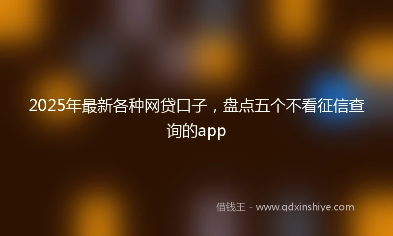 2025年最新各种网贷口子，盘点五个不看征信查询的app