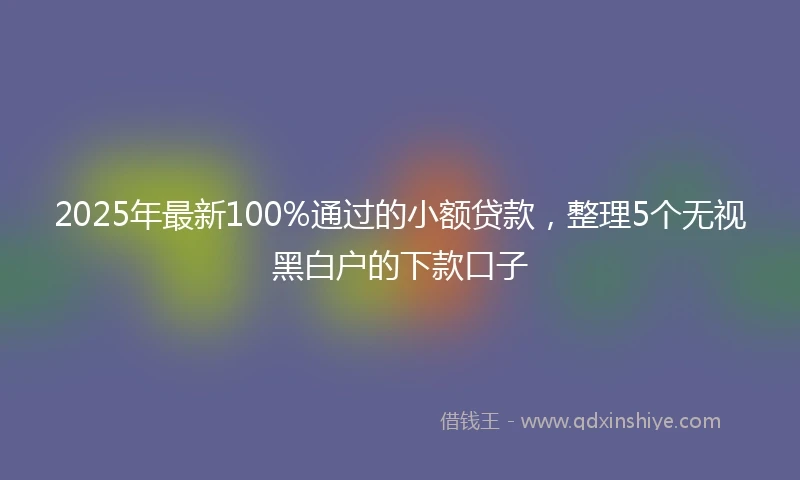 2025年最新100%通过的小额贷款，整理5个无视黑白户的下款口子