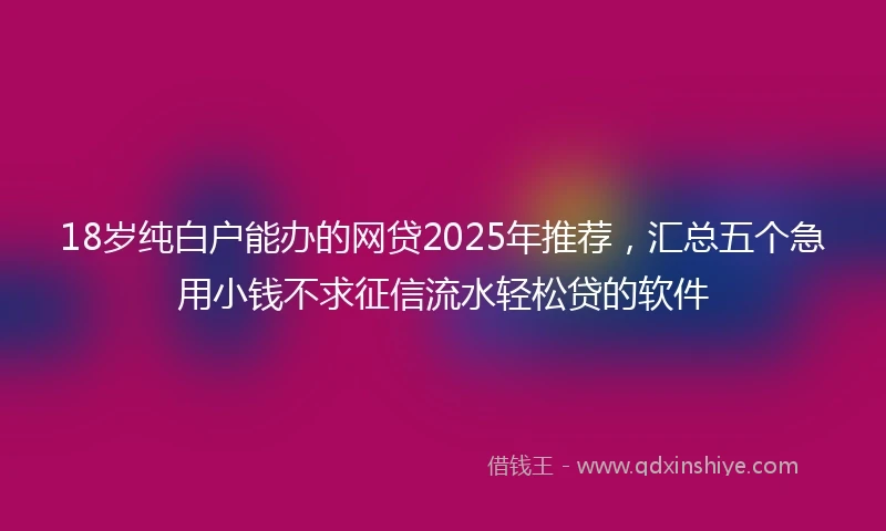 18岁纯白户能办的网贷2025年推荐，汇总五个急用小钱不求征信流水轻松贷的软件