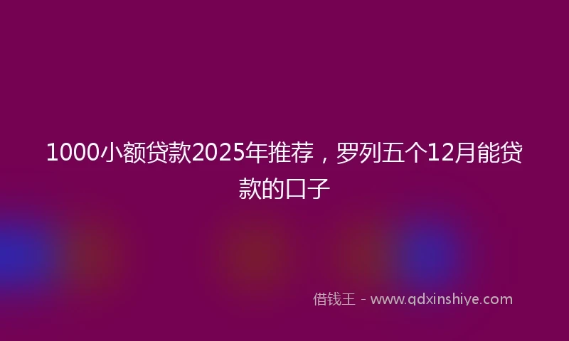 1000小额贷款2025年推荐，罗列五个12月能贷款的口子