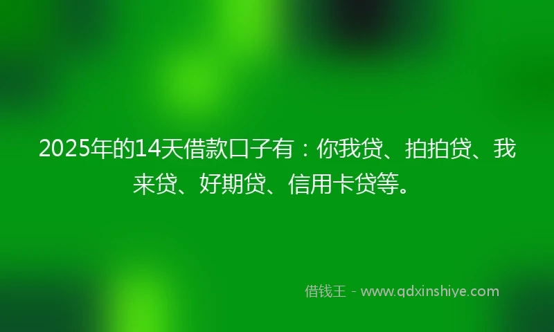 2025年的14天借款口子有：你我贷、拍拍贷、我来贷、好期贷、信用卡贷等。