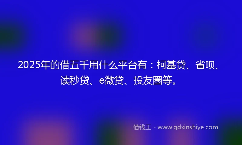 2025年的借五千用什么平台有：柯基贷、省呗、读秒贷、e微贷、投友圈等。