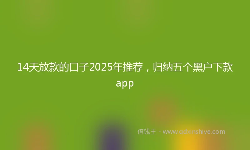 14天放款的口子2025年推荐，归纳五个黑户下款app