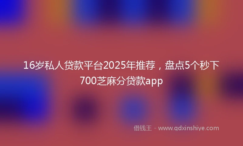 16岁私人贷款平台2025年推荐，盘点5个秒下700芝麻分贷款app