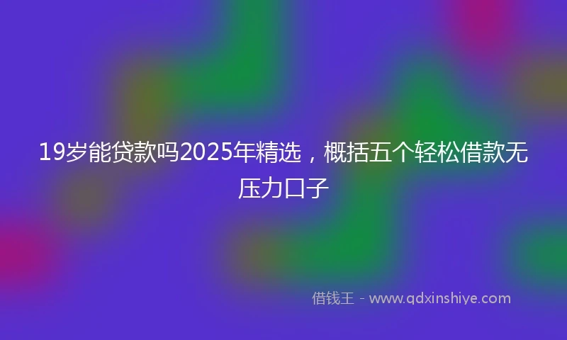 19岁能贷款吗2025年精选，概括五个轻松借款无压力口子