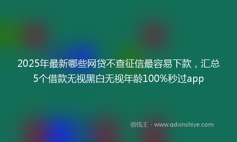 2025年最新哪些网贷不查征信最容易下款，汇总5个借款无视黑白无视年龄100%秒过app