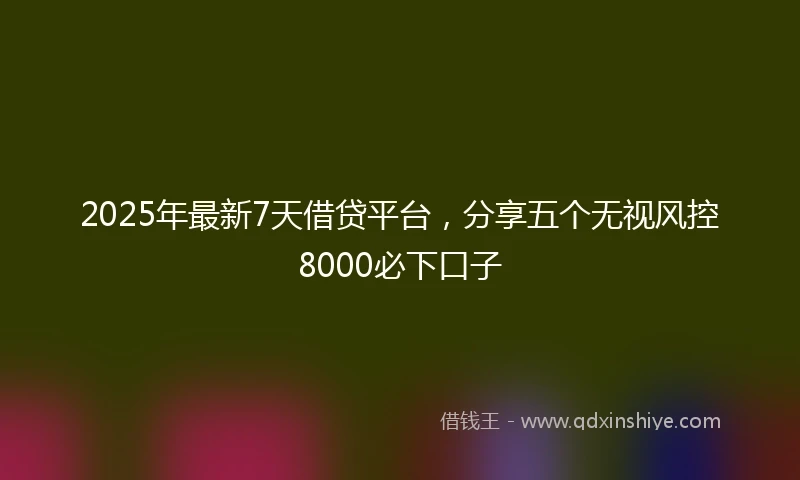 2025年最新7天借贷平台，分享五个无视风控8000必下口子