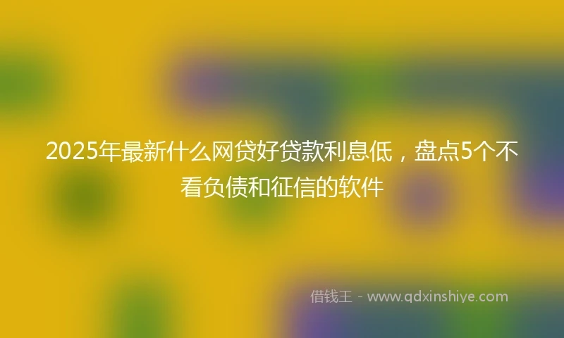 2025年最新什么网贷好贷款利息低，盘点5个不看负债和征信的软件