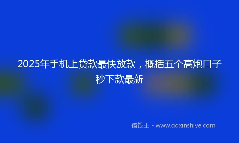 2025年手机上贷款最快放款，概括五个高炮口子秒下款最新