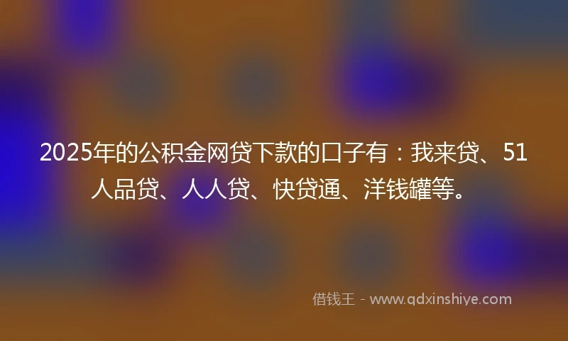 2025年的公积金网贷下款的口子有：我来贷、51人品贷、人人贷、快贷通、洋钱罐等。