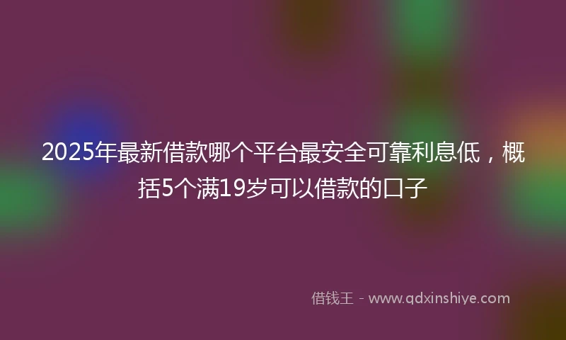 2025年最新借款哪个平台最安全可靠利息低，概括5个满19岁可以借款的口子