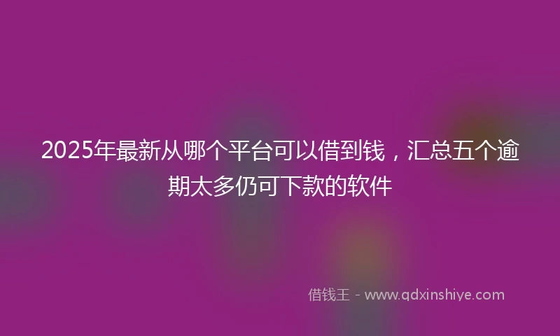 2025年最新从哪个平台可以借到钱，汇总五个逾期太多仍可下款的软件