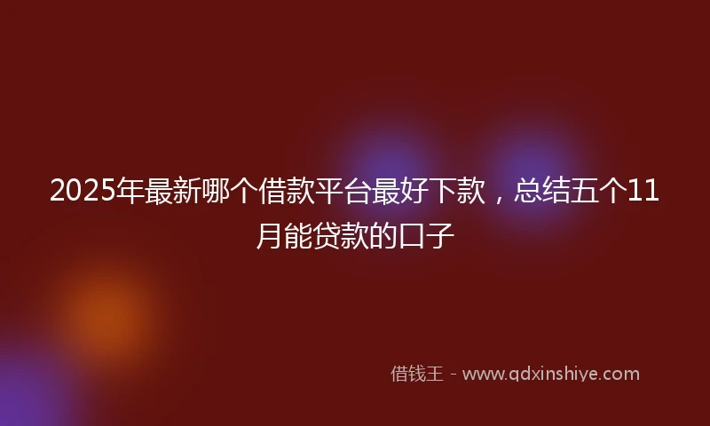 2025年最新哪个借款平台最好下款，总结五个11月能贷款的口子