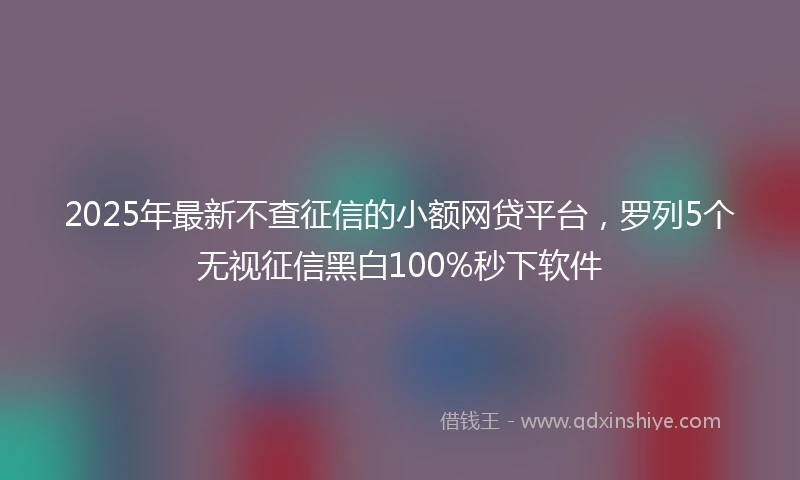 2025年最新不查征信的小额网贷平台，罗列5个无视征信黑白100%秒下软件