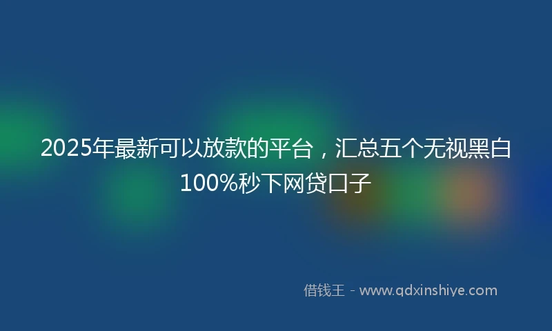 2025年最新可以放款的平台，汇总五个无视黑白100%秒下网贷口子