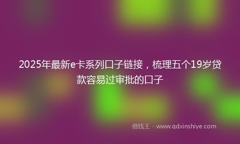 2025年最新e卡系列口子链接，梳理五个19岁贷款容易过审批的口子