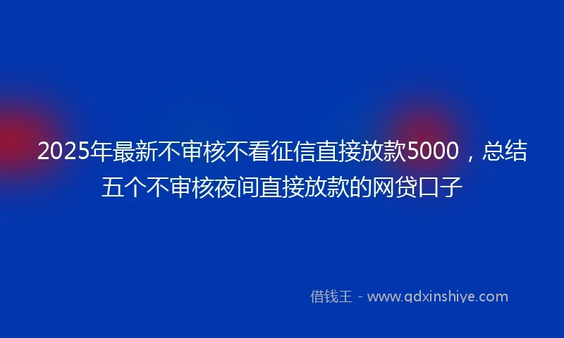 2025年最新不审核不看征信直接放款5000，总结五个不审核夜间直接放款的网贷口子