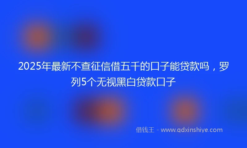 2025年最新不查征信借五千的口子能贷款吗，罗列5个无视黑白贷款口子