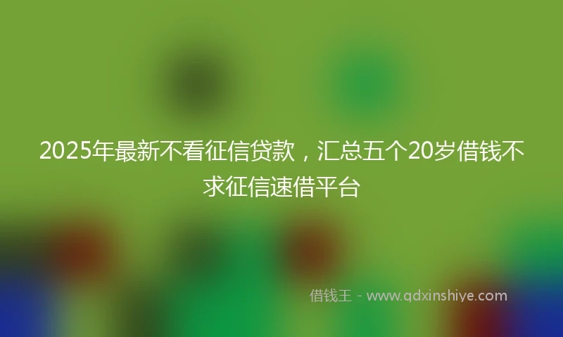 2025年最新不看征信贷款，汇总五个20岁借钱不求征信速借平台