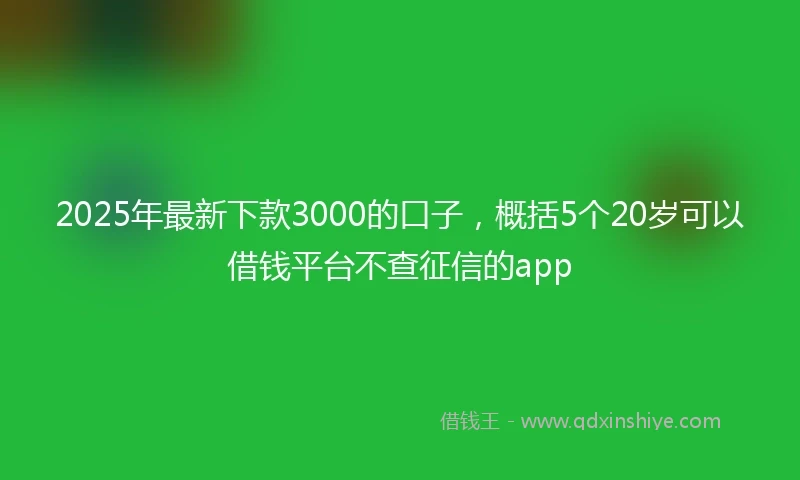 2025年最新下款3000的口子，概括5个20岁可以借钱平台不查征信的app