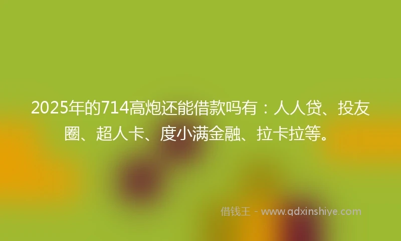 2025年的714高炮还能借款吗有：人人贷、投友圈、超人卡、度小满金融、拉卡拉等。